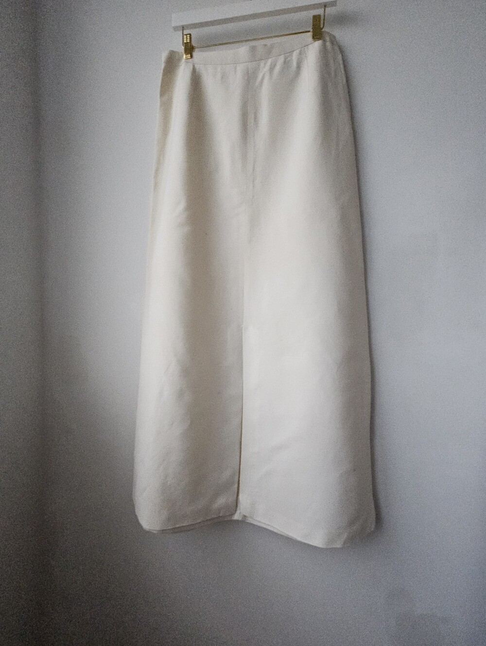 Oscar Di La Renta Vtg. Cream High Waist Long Lined Middle Slit Linen Blend Skirt - Picture 5 of 13